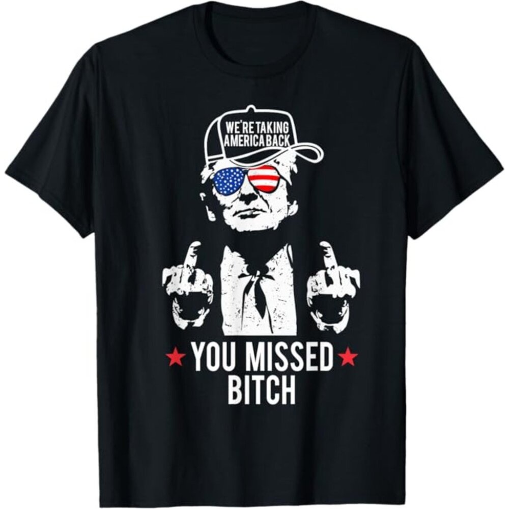 Trump We're Taking America Back You Missed Funny Large Black Graphic T-Shirt NWT